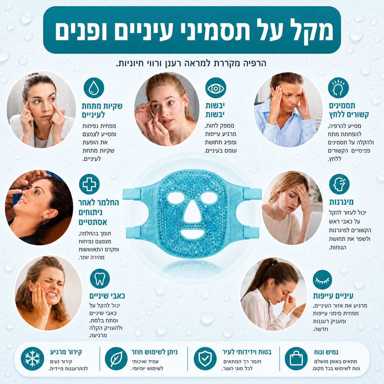 מסיכת פנים ג'לפרלה – קומפרס חם וקר | רב פעמית