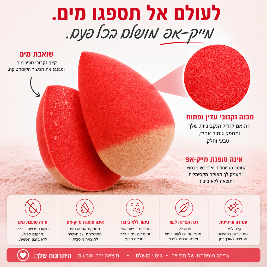 ספוגית איפור – ביוטי בלנדר עמיד במים | ללא לטקס