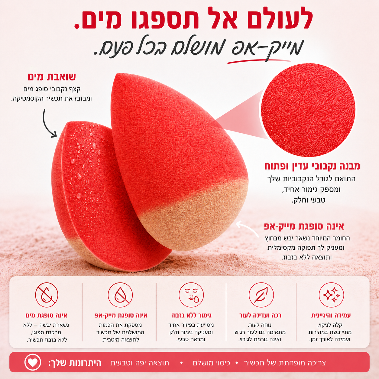 ספוגית איפור – ביוטי בלנדר עמיד במים | ללא לטקס