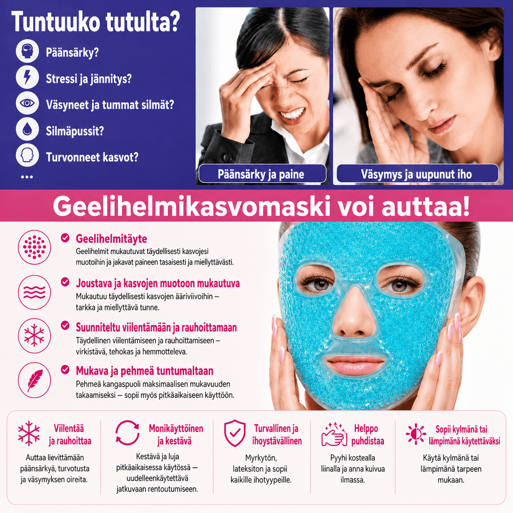 Geelipallonaamio – kuuma- ja kylmäkompressi | Uudelleenkäytettävä