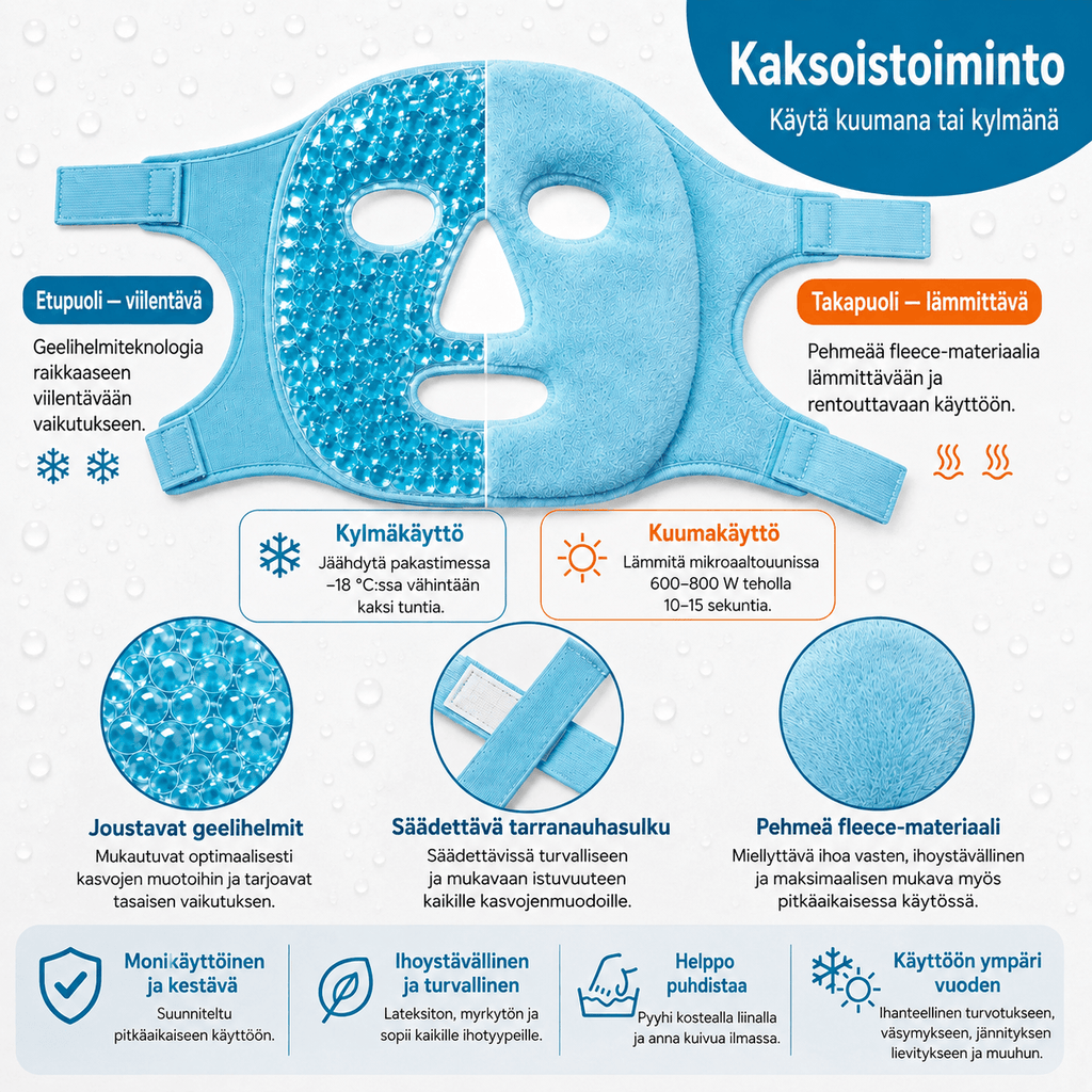 Geelipallonaamio – kuuma- ja kylmäkompressi | Uudelleenkäytettävä